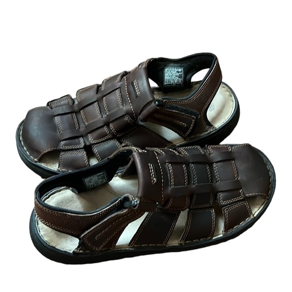 Sketchers Men’s Brown Leather Caged Fisherman Sandals. Sling Back. Sz11 main image 9